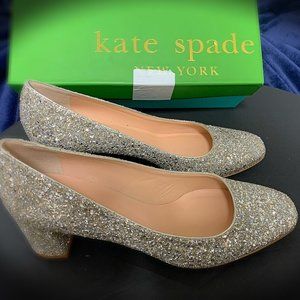 Kate Spade Dolores Silver Glitter Pumps